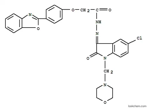 Molecular Structure of 100476-66-2 (Acetic acid,2-[4-(2-benzoxazolyl)phenoxy]-,2-[5-chloro-1,2-dihydro-1-(4-morpholinylmethyl)-2-oxo-3H-indol-3-ylidene]hydrazide)