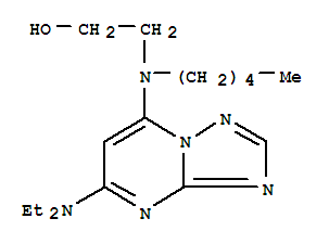 Molecular Structure of 100557-05-9 (Ethanol,2-[[5-(diethylamino)[1,2,4]triazolo[1,5-a]pyrimidin-7-yl]pentylamino]-)