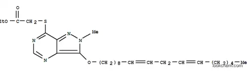 Molecular Structure of 100565-90-0 (ethyl ({2-methyl-3-[(9E,12E)-octadeca-9,12-dien-1-yloxy]-2H-pyrazolo[4,3-d]pyrimidin-7-yl}sulfanyl)acetate)