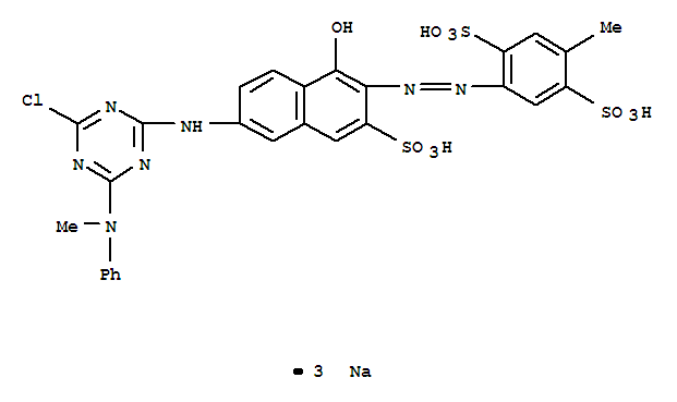 1,4-Benzenedisulfonicacid,2-[2-[6-[[4-chloro-6-(methylphenylamino)-1,3,5-triazin-2-yl]amino]-1-hydroxy-3-sulfo-2-naphthalenyl]diazenyl]-5-methyl-,sodium salt (1:3)