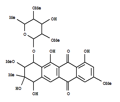 5,12-Naphthacenedione,10-[(6-deoxy-2,4-di-O-methyl-a-L-mannopyranosyl)oxy]-7,8,9,10-tetrahydro-1,7,8,11-tetrahydroxy-3,9-dimethoxy-8-methyl-(9CI)