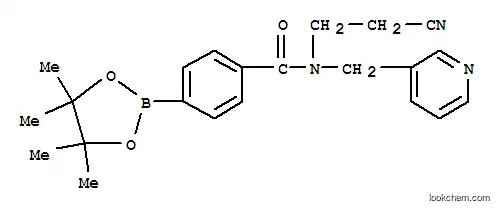 Molecular Structure of 864759-44-4 (N-(2-CYANO-ETHYL)-N-PYRIDIN-3-YLMETHYL-4-(4,4,5,5-TETRAMETHYL-[1,3,2]DIOXABOROLAN-2-YL)-BENZAMIDE)