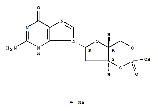 Guanosine, 2'-deoxy-,cyclic 3',5'-(hydrogen phosphate), monosodium salt (9CI)                                                                                                                           (93919-42-7)