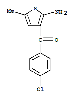 Molecular Structure of 436093-32-2 (Methanone,(2-amino-5-methyl-3-thienyl)(4-chlorophenyl)-)