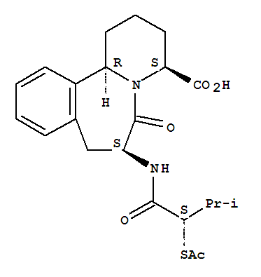 Molecular Structure of 473289-62-2 (Pyrido[2,1-a][2]benzazepine-4-carboxylicacid,7-[[(2S)-2-(acetylthio)-3-methyl-1-oxobutyl]amino]-1,2,3,4,6,7,8,12b-octahydro-6-oxo-,(4S,7S,12bR)-)