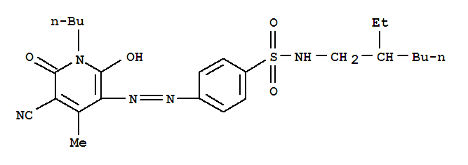 55290-62-5,4-[(1-butyl-5-cyano-1,6-dihydro-2-hydroxy-4-methyl-6-oxo-3-pyridyl)azo]-N-(2-ethylhexyl)benzenesulphonamide,Benzenesulfonamide,4-[(1-butyl-5-cyano-1,6-dihydro-2-hydroxy-4-methyl-6-oxo-3-pyridinyl)azo]-N-(2-ethylhexyl)-(9CI)