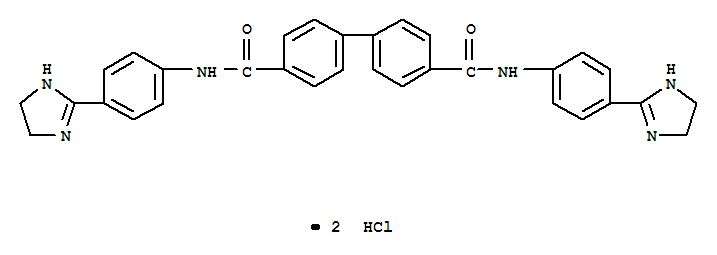 5580-70-1,[1,1'-Biphenyl]-4,4'-dicarboxamide,N4,N4'-bis[4-(4,5-dihydro-1H-imidazol-2-yl)phenyl]-, hydrochloride (1:2),4,4'-Biphenyldicarboxanilide,4'',4'''-di-2-imidazolin-2-yl-, dihydrochloride (7CI,8CI); NSC 57150