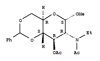 Glucopyranoside, methyl4,6-O-benzylidene-2-deoxy-2-(N-ethylacetamido)-, acetate, a-D- (8CI)