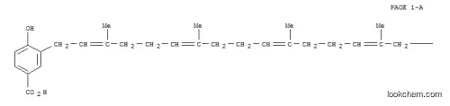 Molecular Structure of 636-57-7 (3-[(2E,6E,10E,14E,18E,22E,26E,30E,34E)-3,7,11,15,19,23,27,31,35,39-decamethyltetraconta-2,6,10,14,18,22,26,30,34,38-decaenyl]-4-hydroxy-benzoic acid)