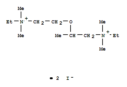 63982-28-5,N-ethyl-2-{2-[ethyl(dimethyl)ammonio]ethoxy}-N,N-dimethylpropan-1-aminium diiodide,1-Propanaminium,N-ethyl-2-[2-(ethyldimethylammonio)ethoxy]-N,N-dimethyl-, diiodide (9CI);Ammonium, (2-methyl-3-oxapentamethylene)bis[ethyldimethyl-iodide] (6CI);(2-Methyl-3-oxapentamethylene)bis[ethyldimethylammonium iodide]