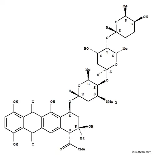 Molecular Structure of 64253-73-2 (methyl (1R,2R,4S)-2-ethyl-2,5,7,10-tetrahydroxy-6,11-dioxo-4-{[2,3,6-trideoxy-4-O-{2,6-dideoxy-4-O-[(2S,5S,6S)-5-hydroxy-6-methyltetrahydro-2H-pyran-2-yl]-alpha-L-lyxo-hexopyranosyl}-3-(dimethylamino)-alpha-L-lyxo-hexopyranosyl]oxy}-1,2,3,4,6,11-hexahydro)
