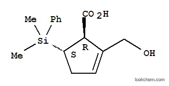 Molecular Structure of 649761-21-7 ((1R,5S)-5-(Dimethylphenylsilyl)-2-(hydroxymethyl)-2-cyclopentene-1-carboxylic acid)