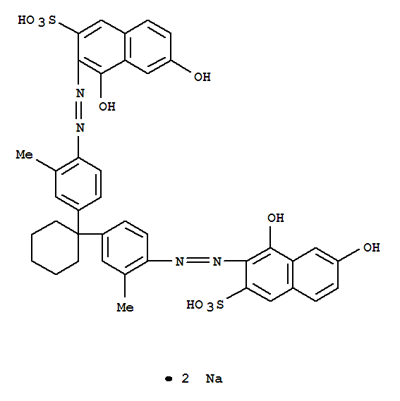2-Naphthalenesulfonicacid,3,3'-[cyclohexylidenebis[(2-methyl-4,1-phenylene)-2,1-diazenediyl]]bis[4,6-dihydroxy-,sodium salt (1:2)(6507-79-5)