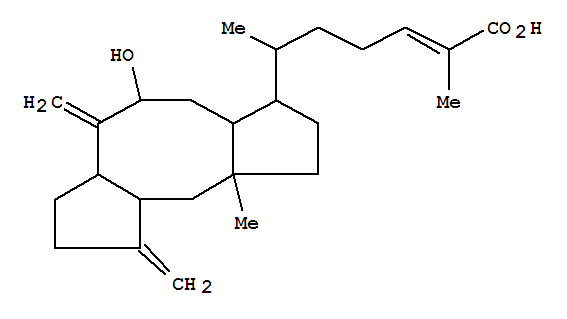 69625-56-5,(6α,10β,11α)-8α-Hydroxyophiobola-3(24),7(25),19-trien-21-oic acid,Ophiobola-3(24),7(25),19-trien-21-oicacid, 8-hydroxy-, (6a,8a,10b,11a)-; Dicyclopenta[a,d]cyclooctene, ophiobola-3(24),7(25),19-trien-21-oicacid deriv.; Ceralbic acid II