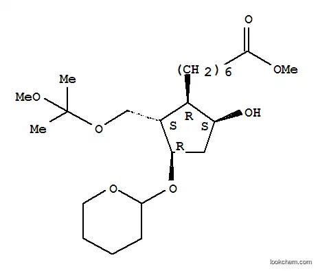 Molecular Structure of 69810-10-2 ([1R-(1a,2b,3a,5a)]-5-Hydroxy-2-[(1-methoxy-1-methylethoxy)methyl]-3-[(tetrahydro-2H-pyran-2-yl)oxy]cyclopentaneheptanoic acid methyl ester)