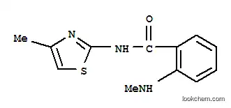 Molecular Structure of 712309-16-5 (Benzamide, 2-(methylamino)-N-(4-methyl-2-thiazolyl)- (9CI))