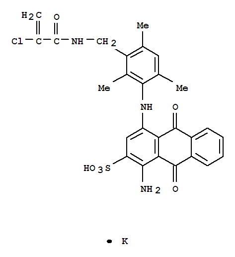 2-Anthracenesulfonicacid,1-amino-4-[[3-[[(2-chloro-1-oxo-2-propen-1-yl)amino]methyl]-2,4,6-trimethylphenyl]amino]-9,10-dihydro-9,10-dioxo-,potassium salt (1:1)