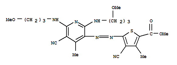 2-Thiophenecarboxylicacid,4-cyano-5-[2-[5-cyano-2,6-bis[(3-methoxypropyl)amino]-4-methyl-3-pyridinyl]diazenyl]-3-methyl-,methyl ester