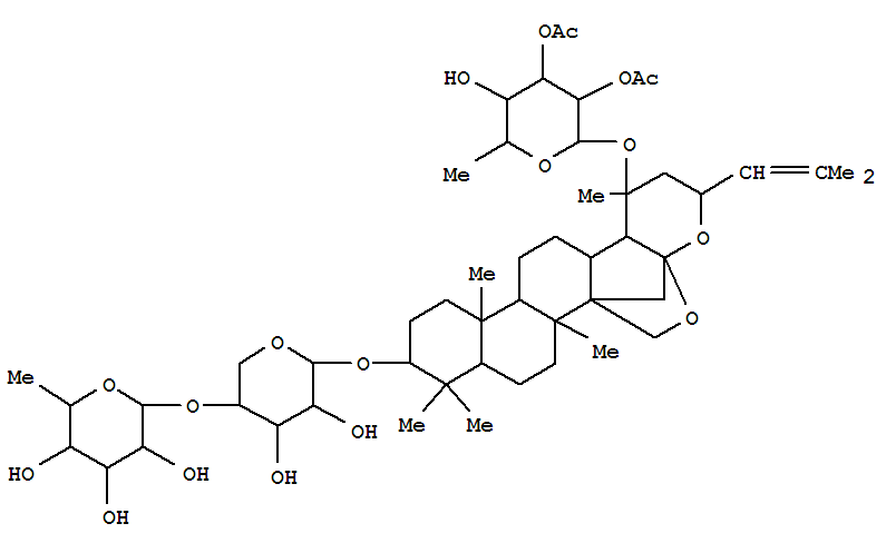 a-L-Mannopyranoside, (3b,16b,23R)-3-[[4-O-(6-deoxy-a-L-mannopyranosyl)-a-L-arabinopyranosyl]oxy]-16,23:16,30-diepoxydammar-24-en-20-yl6-deoxy-, 2,3-diacetate (9CI)