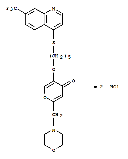 5-(5-(7-(Trifluoromethyl)quinolin-4-ylthio)pentyloxy)-2-(morpholinomethyl)-4H-pyran-4-one  dihydrochloride