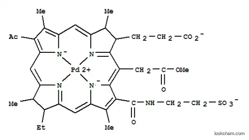 Molecular Structure of 759457-82-4 ((SP-4-2)-[(7S,8S,17R,18R)-13-Acetyl-18-ethyl-5-(2-methoxy-2-oxoethyl)-2,8,12,17-tetramethyl-3-[[(2-sulfoethyl)amino]carbonyl]-21H,23H-porphine-7-propanoato(4-)-kN21,kN22,kN23,kN24]palladate(2-))