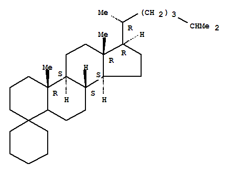 76377-45-2,Spiro[cholestane-4,1'-cyclohexane](9CI),Spiro[cyclohexane-1,4'-[4H]cyclopenta[a]phenanthrene],spiro[cholestane-4,1'-cyclohexane] deriv.; Spiro[cyclohexane-1,4'-[4H]cyclopenta[a]phenanthrene],17'-(1,5-dimethylhexyl)hexadecahydro-10',13'-dimethyl-, [8'S-[8'a,9'b,10'a,13'a,14'b,17'a(S*)]]-; [8'S-[8'a,9'b,10'a,13'a,14'b,17'a(S*)]]-17'-(1,5-Dimethylhexyl)hexadecahydro-10',13'-dimethylspiro[cyclohexane-1,4'-[4H]cyclopenta[a]phenanthrene]