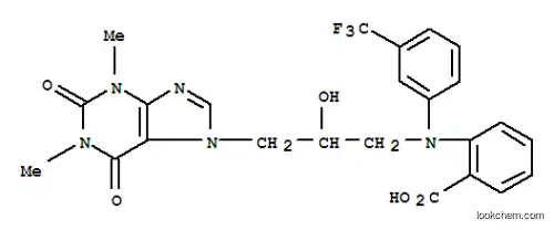 Molecular Structure of 789436-24-4 (Benzoic  acid,  2-[[2-hydroxy-3-(1,2,3,6-tetrahydro-1,3-dimethyl-2,6-dioxo-7H-purin-7-yl)propyl][3-(trifluoromethyl)phenyl]amino]-)