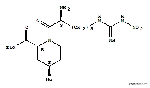 Molecular Structure of 79672-38-1 (2-PIPERIDINECARBOXYLIC ACID, 1-[2-AMINO-5-[[IMINO(NITROAMINO)METHYL]AMINO]-1-OXOPENTYL]-4-METHYL-,ETHYL ESTER,[2R-[1(S*),2ALPHAR,4BETA]])