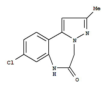 Molecular Structure of 84661-23-4 (5H-Pyrazolo[1,5-d][1,4]benzodiazepin-6(7H)-one,9-chloro-2-methyl-)