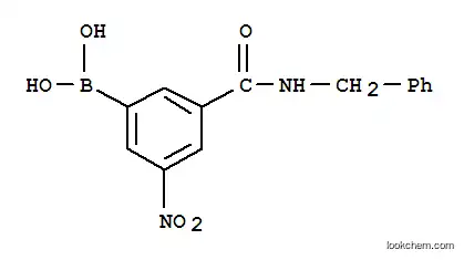 Molecular Structure of 871332-90-0 (3-(BENZYLCARBAMOYL)-5-NITROPHENYLBORONIC ACID)