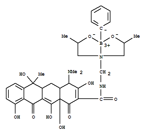 90502-41-3,[(2Z)-2-{[({bis[2-(hydroxy-kappaO)propyl]amino-kappaN}methyl)amino](hydroxy)methylidene}-4-(dimethylamino)-6,10,11,12a-tetrahydroxy-6-methyl-4a,5a,6,12a-tetrahydrotetracene-1,3,12(2H,4H,5H)-trionato(2-)](phenyl)boron,Boron,[N-[[bis(2-hydroxypropyl)amino]methyl]-4-(dimethylamino)-1,4,4a,5,5a,6,11,12a-octahydro-3,6,10,12,12a-pentahydroxy-6-methyl-1,11-dioxo-2-naphthacenecarboxamidato(2-)]phenyl-,(T-4)-; 2-Naphthacenecarboxamide,N-[[bis(2-hydroxypropyl)amino]methyl]-4-(dimethylamino)-1,4,4a,5,5a,6,11,12a-octahydro-3,6,10,12,12a-pentahydroxy-6-methyl-1,11-dioxo-,boron complex; NSC 341891