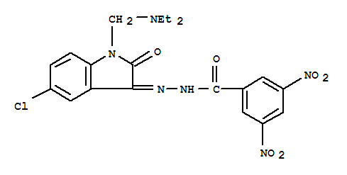Molecular Structure of 100757-15-1 (Benzoic acid,3,5-dinitro-,2-[5-chloro-1-[(diethylamino)methyl]-1,2-dihydro-2-oxo-3H-indol-3-ylidene]hydrazide)