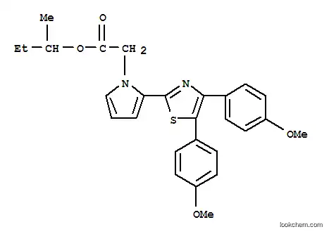 Molecular Structure of 101001-39-2 (1-methylpropyl {2-[4,5-bis(4-methoxyphenyl)-1,3-thiazol-2-yl]-1H-pyrrol-1-yl}acetate)