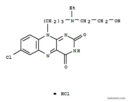 Molecular Structure of 101651-98-3 (3-(7-chloro-2,4-dioxo-3,4-dihydrobenzo[g]pteridin-10(2H)-yl)-N-ethyl-N-(2-hydroxyethyl)propan-1-aminium chloride)