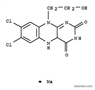 Molecular Structure of 101670-52-4 (sodium 7,8-dichloro-10-(2-hydroxyethyl)-4-oxo-4,4a,5,10-tetrahydrobenzo[g]pteridin-2-olate)