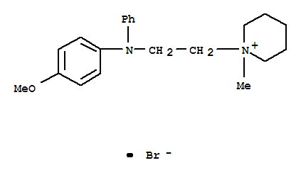 Molecular Structure of 102207-37-4 (Piperidinium,1-[2-[(4-methoxyphenyl)phenylamino]ethyl]-1-methyl-, bromide (1:1))