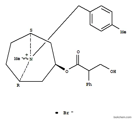 Molecular Structure of 102432-97-3 (8-Azoniabicyclo[3.2.1]octane,3-(3-hydroxy-1-oxo-2-phenylpropoxy)-8-methyl-8-[(4-methylphenyl)methyl]-,bromide (1:1), (3-endo)-)