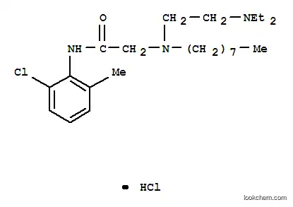 Molecular Structure of 102489-53-2 (2-[{2-[(2-chloro-6-methylphenyl)amino]-2-oxoethyl}(octyl)amino]-N,N-diethylethanaminium chloride)
