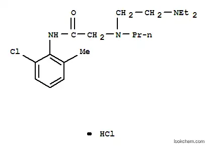Molecular Structure of 102489-55-4 (2-[{2-[(2-chloro-6-methylphenyl)amino]-2-oxoethyl}(propyl)amino]-N,N-diethylethanaminium chloride)