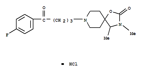 Molecular Structure of 102504-25-6 (1-Oxa-3,8-diazaspiro[4.5]decan-2-one,8-[4-(4-fluorophenyl)-4-oxobutyl]-3,4-dimethyl-, hydrochloride (1:1))