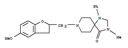 Molecular Structure of 102504-87-0 (1,3,8-Triazaspiro[4.5]decan-4-one,8-[(2,3-dihydro-5-methoxy-2-benzofuranyl)methyl]-3-methyl-1-phenyl-)