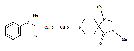 Molecular Structure of 102504-90-5 (1,3,8-Triazaspiro[4.5]decan-4-one,3-methyl-8-[2-(2-methyl-1,3-benzodioxol-2-yl)ethyl]-1-phenyl-)