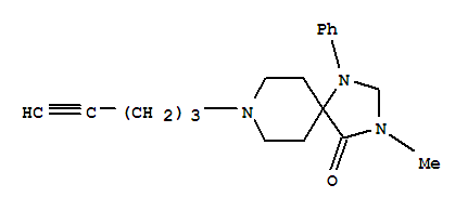 Molecular Structure of 102504-93-8 (1,3,8-Triazaspiro[4.5]decan-4-one,3-methyl-8-(4-pentyn-1-yl)-1-phenyl-)