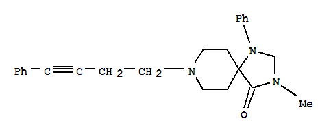 Molecular Structure of 102504-94-9 (1,3,8-Triazaspiro[4.5]decan-4-one,3-methyl-1-phenyl-8-(4-phenyl-3-butyn-1-yl)-)