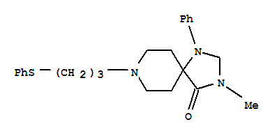 Molecular Structure of 102504-96-1 (1,3,8-Triazaspiro[4.5]decan-4-one,3-methyl-1-phenyl-8-[3-(phenylthio)propyl]-)