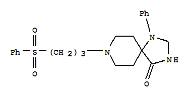 102505-04-4,1,3,8-Triazaspiro[4.5]decan-4-one,1-phenyl-8-[3-(phenylsulfonyl)propyl]-,NSC 167815