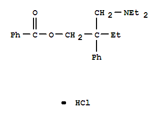 Molecular Structure of 102586-20-9 (Benzeneethanol, b-[(diethylamino)methyl]-b-ethyl-, 1-benzoate,hydrochloride (1:1))