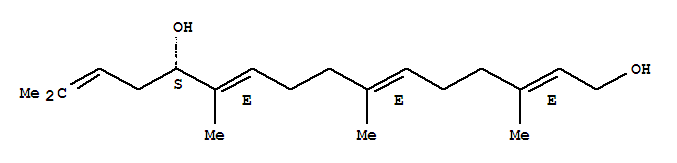 Molecular Structure of 102607-48-7 (2,6,10,14-Hexadecatetraene-1,12-diol,3,7,11,15-tetramethyl-, (2E,6E,10E,12S)-)