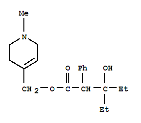Molecular Structure of 102612-63-5 (Benzeneacetic acid, a-(1-ethyl-1-hydroxypropyl)-,(1,2,3,6-tetrahydro-1-methyl-4-pyridinyl)methyl ester)