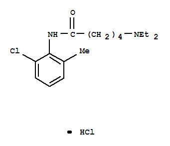 Molecular Structure of 102612-66-8 (Pentanamide,N-(2-chloro-6-methylphenyl)-5-(diethylamino)-, hydrochloride (1:1))